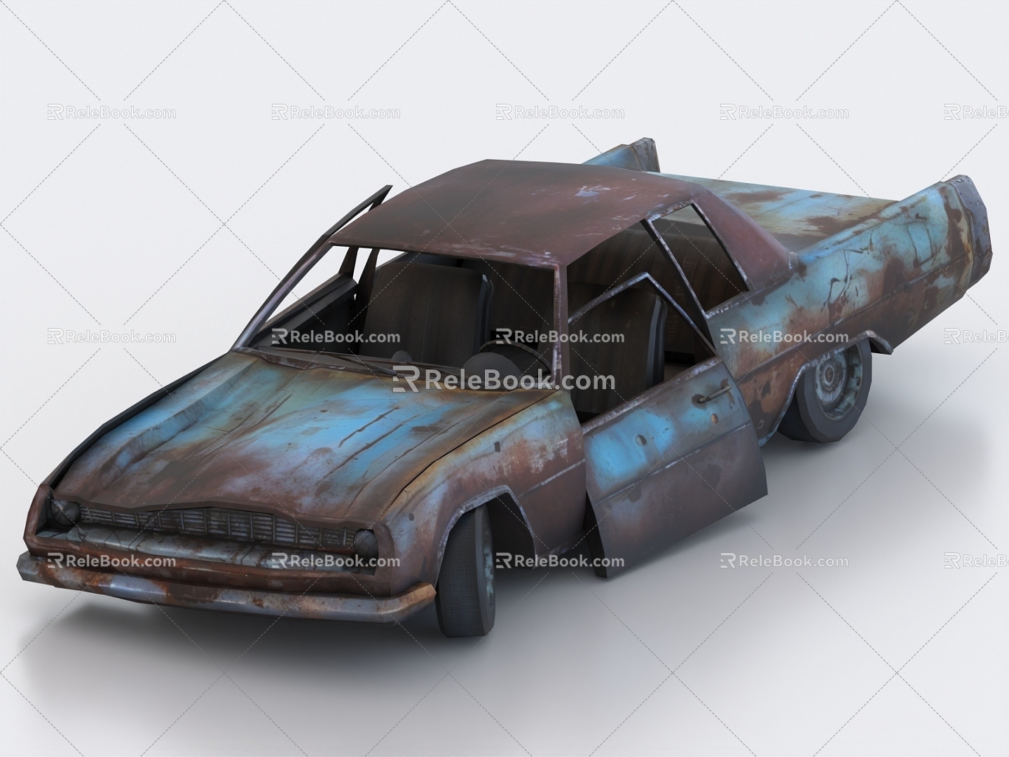 Car wreck scrapped car 3d model