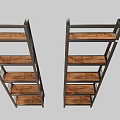 Tall Multi Tiered Shelving Unit With Black Frame And Wooden Wire Racks
