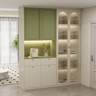 Modern Cream Style Entrance Cabinet Shoe Cabinet Wine Cabinet 3d model