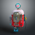 Vintage Commercial Fuel Pump with Red White Design Display Window and Wheels