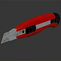 Red And Black Utility Knife With Sharp Blade And Reflective Surface 3d model
