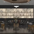 Modern Restaurant Interior With Wine Racks Bar Counter Green Plant And Chandelier