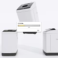 Modern White Washing Machines Three Different Models With Sleek Design 3d model