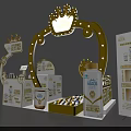 Guanyi Milk Interactive Zone With Decorative Crown Arch Display Stands And Products 3d model