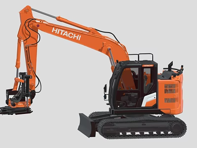 Hitachi Heavy Duty Excavator With Hydraulic Arm Tracked Base And Operator Cabin 3d model