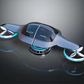 Futuristic Flying Vehicle With Aerodynamic Design Transparent Cockpit And Illuminated Propellers