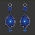Elegant Blue Gemstone Teardrop Earrings With Diamond Inlaid Silver Setting