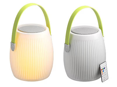 Portable Speakers With Green Handles And Remote Control Featuring Light Function 3d model