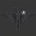 Futuristic Blue Spacecraft With Geometric Structure And Surface Details For Cosmic Exploration