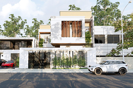 Modern Single-family Villa Single-family Villa Self-built Street Villa Facade Townhouse 3d model