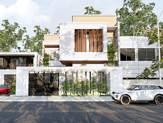 Modern Single-family Villa Single-family Villa Self-built Street Villa Facade Townhouse 3d model