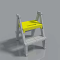 Modern White Frame Two Step Stool With Bright Yellow Seat Surface 3d model