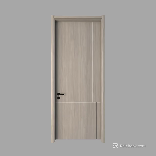 Modern Wooden Hinged Door Interior Design With Black Handle And Smooth Surface 3d model 