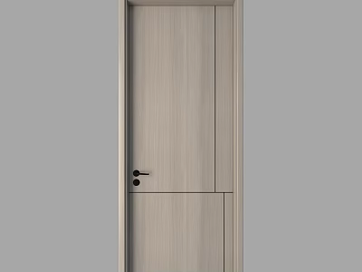 Modern Wooden Hinged Door Interior Design With Black Handle And Smooth Surface 3d model