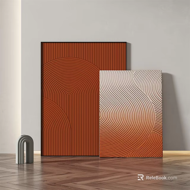 Modern Wall Art Decor With Wave Patterns And Arch Sculpture 3d model