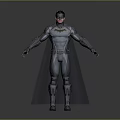 Batman 3D Game Movie Character Wearing Gray Armor Costume With Cape and Symbol