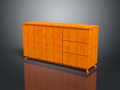 Modern Wooden Orange Entryway Console Cabinet With Drawers And Sleek Design 3d model