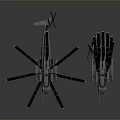 Two Military Style Helicopter Models With Multiple Rotors And Gray Bodies 3d model