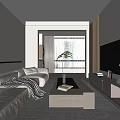 Modern Living Room Interior Design With Light Gray Sofa Coffee Table TV And Green Plants