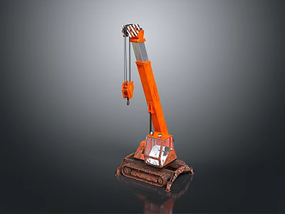 Orange Crawler Construction Crane With Tracked Undercarriage And Hydraulic Lifting Boom 3d model