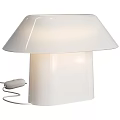 White Minimalist Table Lamp Featuring Curved Shade And Cylindrical Base Design 3d model
