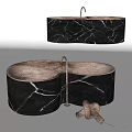 Black Marbled Bathtub With Oval Shape And Metallic Finish For Bathroom Decor