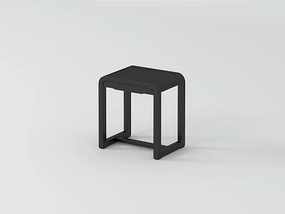 Simple Black Modern Stool With Clean Lines And Sturdy Wooden Frame 3d model