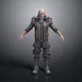 Sci Fi Character With Futuristic Jacket Mechanical Shoulder Armor And Tactical Pants