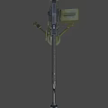 Vintage Military Machine Gun With Green Mount And Metal Barrel Structure Design