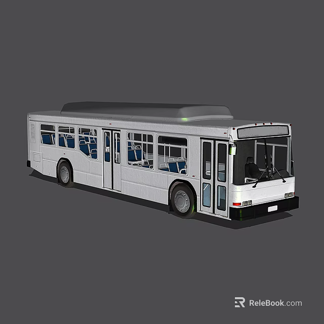 Modern White City Bus With Multiple Windows Doors And Blue Seats Design 3d model 