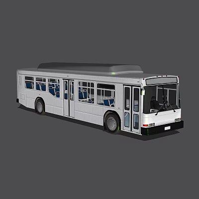 Modern White City Bus With Multiple Windows Doors And Blue Seats Design 3d model