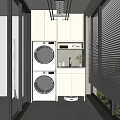 Modern Home Balcony With Washing Machine Dryer Combo White Cabinets Sink And Blinds