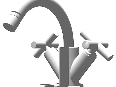 Modern Bathroom Faucet With Curved Spout And Double Handles Design 3d model