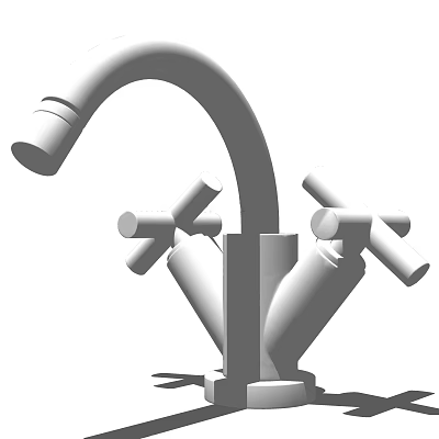 Modern Bathroom Faucet With Curved Spout And Double Handles Design 3d model