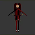 3D Character Design With Twin Pigtails Red Black Bodysuit And Long Limbs