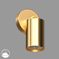 Modern Golden Wall Lamp Design With Round Base And Cylindrical Shade