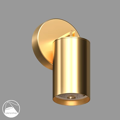 Modern Golden Wall Lamp Design With Round Base And Cylindrical Shade 3d model