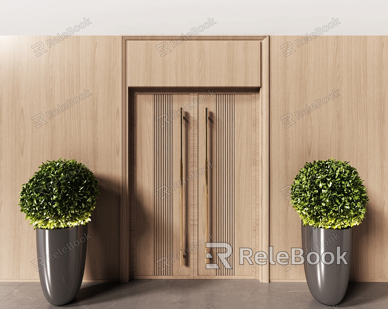 Entrance door, double door, double door, hotel door model