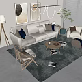 Modern Log Style Sofa Coffee Table Combination Floor Lamp Art Chandelier Leisure Chair Hanging Picture 3d model