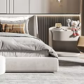 Modern Bedroom Interior Design With Large Bed Decorative Wall Rug And Accent Chair