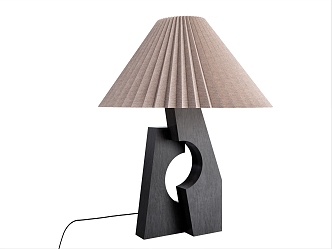 Quiet black wood table lamp 3d model