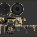 Camouflage Painted Wheeled Military Vehicle With Large Dual Radar Antennas And Support Legs