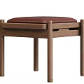 Modern Minimalist Stools With Wooden And Black Frames And Brown Beige Cushioned Seats