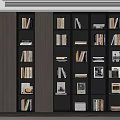 Stylish Modern Wooden Bookcase Featuring Multiple Shelves with Books and Decorative Items