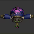 Fantasy Turtle Game Character With Blue Robe Green Bead Necklace And Pink Crown