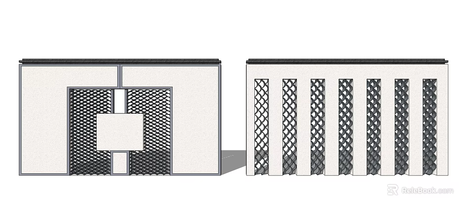 Modern Garden Wall Design Featuring Geometric Patterns And Grid Layouts 3d model 