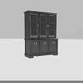 Stylish Dark Wood Wine Cabinet With Glass Display Doors And Storage Compartments