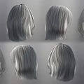 Gray Wig Ornament Decoration Set With Various Hairstyle Designs For