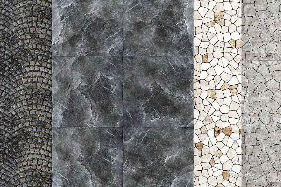 Variety Of Floor Tiles With Different Textures And Patterns 3d model 