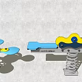 Colorful Spring Playground Equipment With Yellow Blue Seats Spring Base For Kids Outdoor Fun